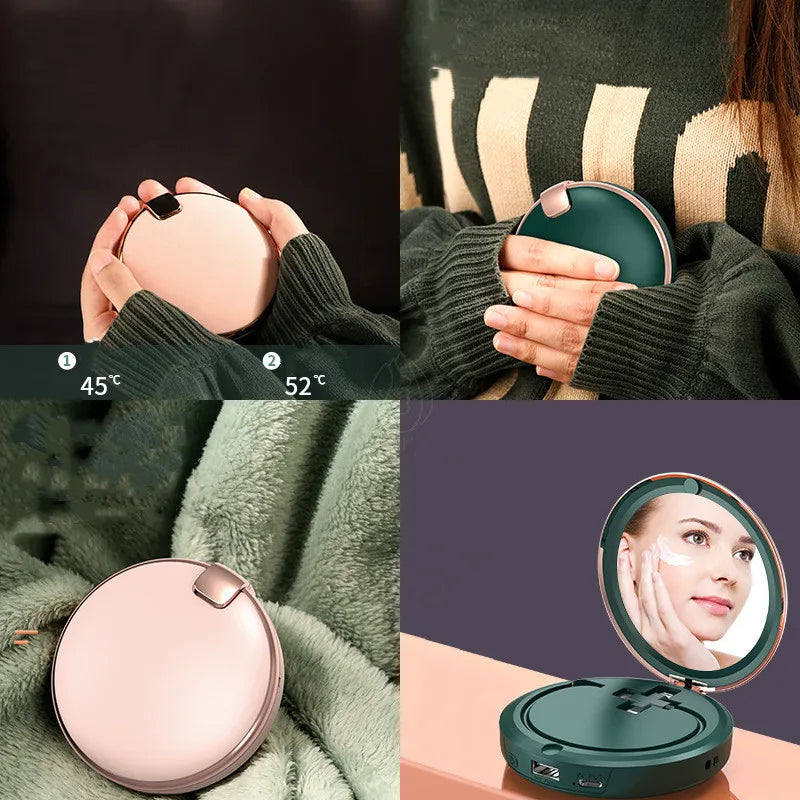 Compact Make-up Mirror with Powerbank and Hand warmer