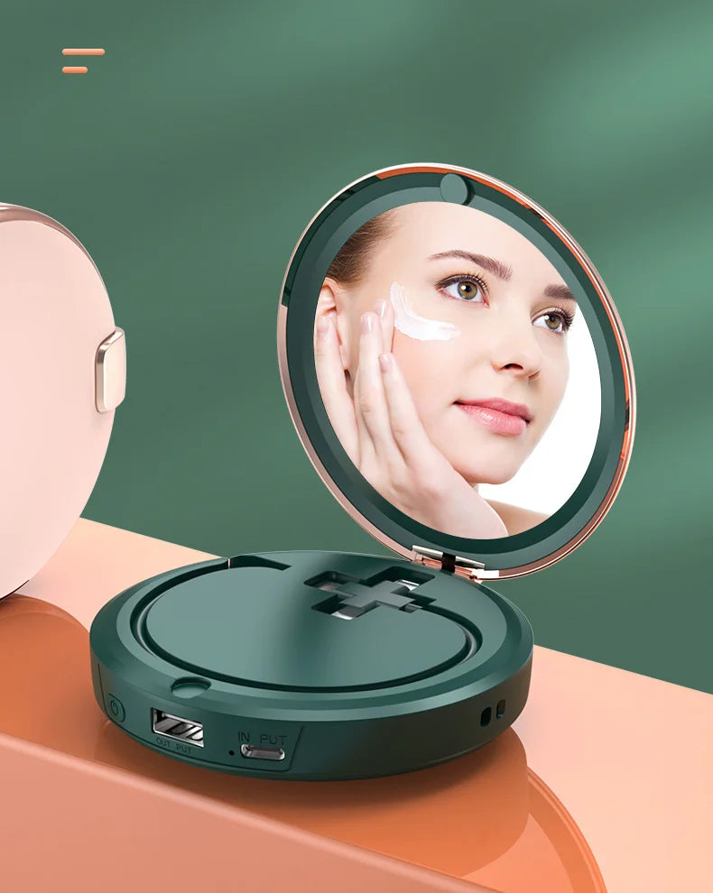 Compact Make-up Mirror with Powerbank and Hand warmer