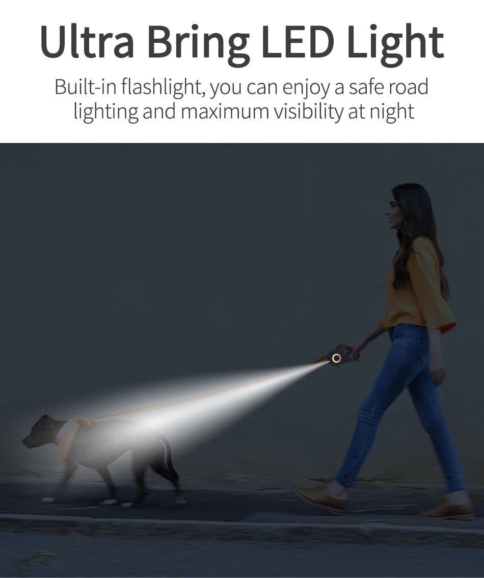 LumiLead Retractable Pet Leash - LED-Lit for Safe & Stylish Walks" - TransGlobalStore Co