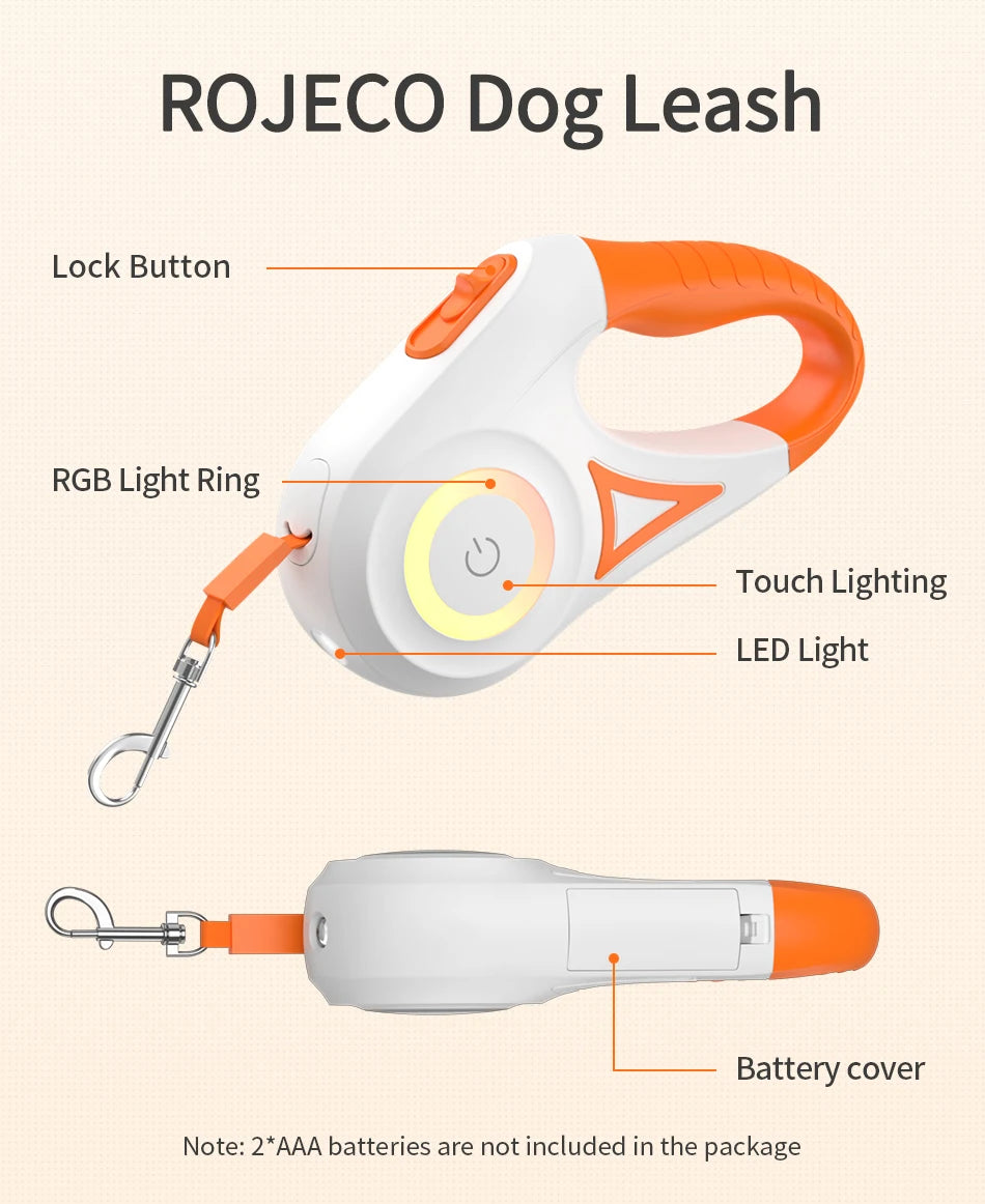 LumiLead Retractable Pet Leash - LED-Lit for Safe & Stylish Walks" - TransGlobalStore Co