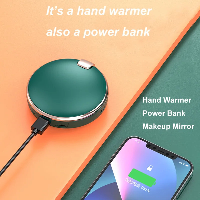 Compact Make-up Mirror with Powerbank and Hand warmer