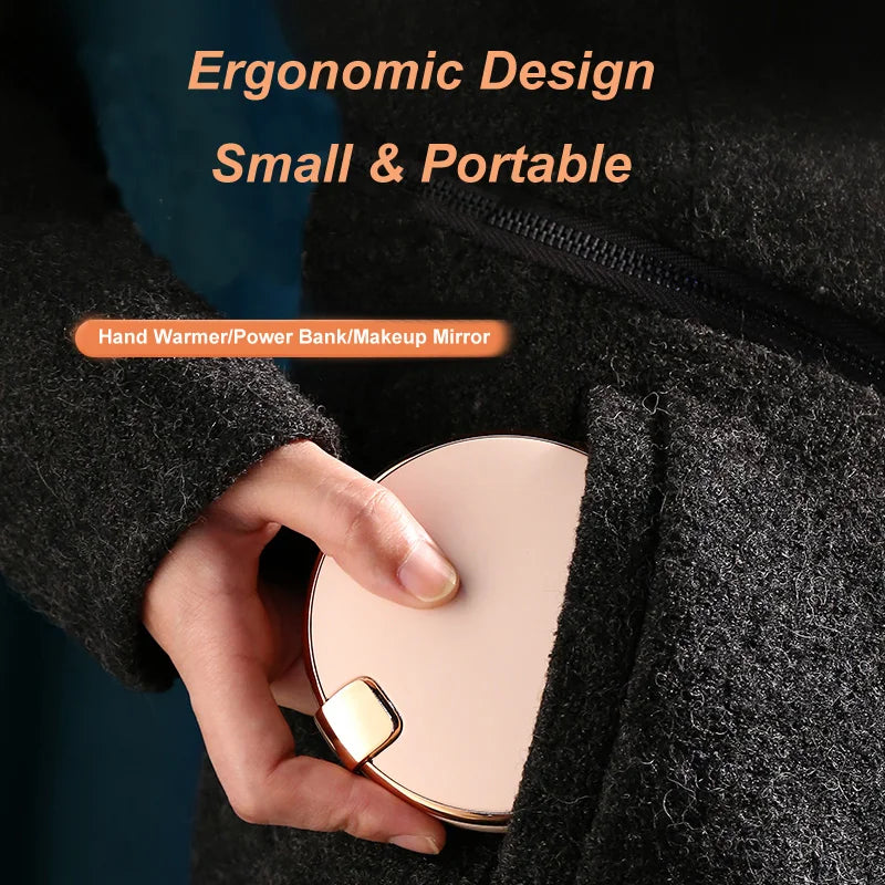 Compact Make-up Mirror with Powerbank and Hand warmer